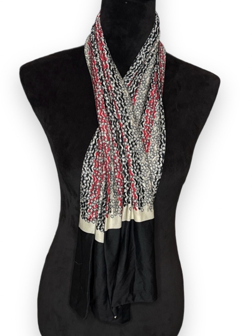 Printed Lightweight Women's Scarf in Black, Red & Cream